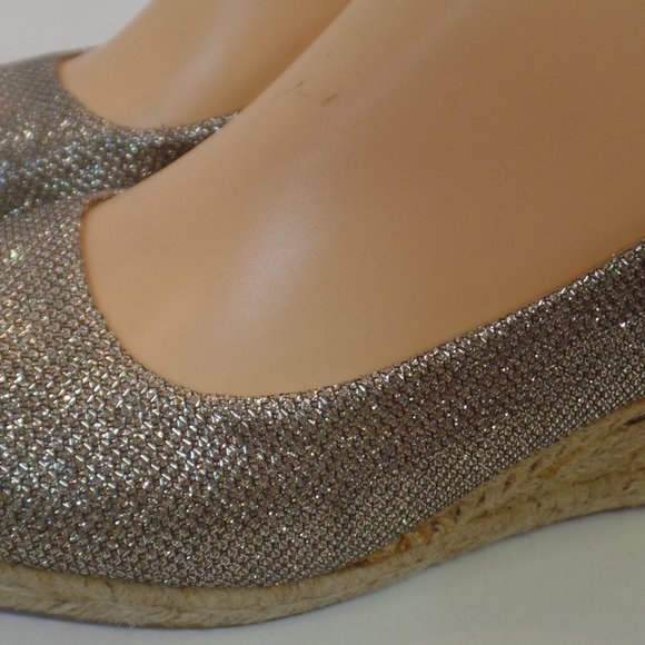 White Mountain Sparkling Wedge Espadrilles Sz 8 Buckle Closure Manmade Materials - Picture 14 of 15